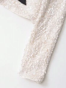 Women's Sparkling Bow Decor Short Jacket - Apricot - View 5