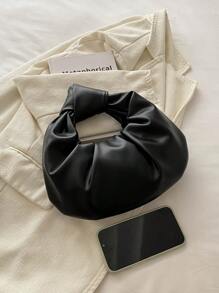 Fashion Soft PU Leather Wrinkled Cloud-Shaped Tote Bag For Women - Black - View 3