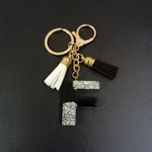 1 件 A-Z 字母休闲可爱黑色钥匙扣吊坠，夏季、秋季、春季、节日、生日、背包配件的优雅礼物