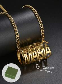 1 件热销欧美时尚潮流 DIY 字母名字吊坠，四面立体圆形焊接项链配件，电镀 18k 金不锈钢，含精美高端礼品盒，适合家人、朋友、情侣、节日礼物 - 銀色 - 查看 1