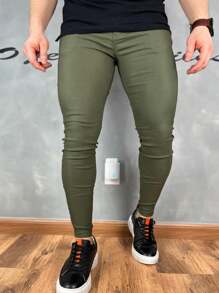 Traditional Plain Black Tailored Trousers 04% Lycra - 獵人綠 - 查看 1