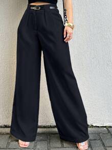 EMILI LLANAMODA Women's Pantalone Tailored Pants With Thin Belt And Differentiated Passage Emili Moda - 黑色 - 查看 4