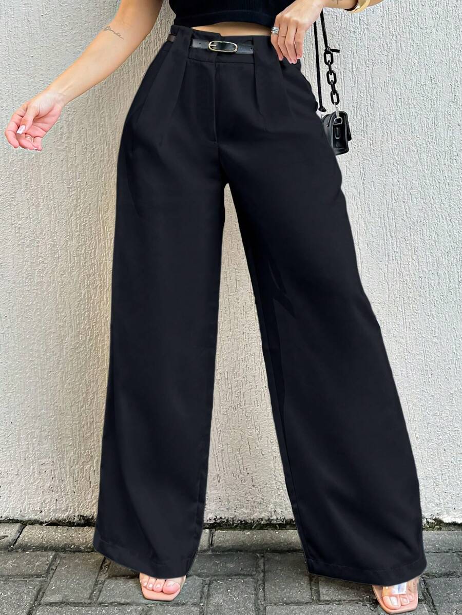 EMILI LLANAMODA Women's Pantalone Tailored Pants With Thin Belt And Differentiated Passage Emili Moda - 黑色 - 查看 1