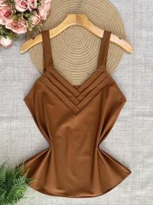 Chic Fashion Tank Top - 咖啡棕 - 查看 1