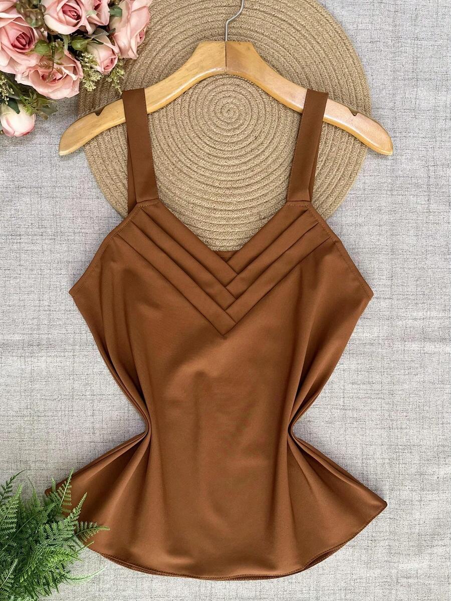 Chic Fashion Tank Top - 咖啡棕 - 查看 1