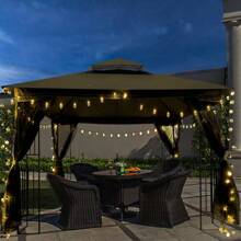 10x10 Outdoor Patio Gazebo Canopy Tent With Ventilated Double Roof And Mosquito Net(Detachable Mesh Screen On All Sides),Suitable For Lawn, Garden, Backyard And Deck,Brown Top - Brown - View 2