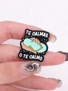 QIHOO 1 pieza Insignia de bolso con collar de esmalte "TE CALMAS O TE CALMO" , regalo de joyería para amigos - Multicolor - Ver 4