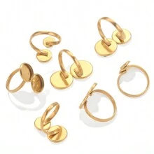 10pcs 304 Stainless Steel Ring Tray 16mm Twisted Adjustable Blank Convex Glass Bottom Tray DIY Handmade Jewelry Tray Finger Rings - Ring Setting - View 3