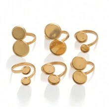 10pcs 304 Stainless Steel Ring Tray 16mm Twisted Adjustable Blank Convex Glass Bottom Tray DIY Handmade Jewelry Tray Finger Rings - Ring Setting - View 4