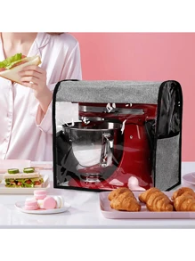 1pc Linen Mixer Cover, Stand Mixer Dust Cover, Waterproof And Dustproof, Easy To Fold And Store, Suitable For Kitchen Dust Collection - Flax Gray - View 3