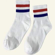 5prs/Gói Tất thể thao dài đến bắp chân 2 sọc, màu trơn dành cho nam - Nhiều màu - Xem 6