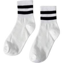 5prs/Gói Tất thể thao dài đến bắp chân 2 sọc, màu trơn dành cho nam - Nhiều màu - Xem 5