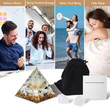 Orgone Pyramid For Positive Energy, Orgonite Healing Crystal Pyramids For Reduce Stress Chakra Reiki Healing Meditation Attracts Lucky And Success - Đá mặt trăng & pha lê trắng - Xem 5