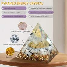 Orgone Pyramid For Positive Energy, Orgonite Healing Crystal Pyramids For Reduce Stress Chakra Reiki Healing Meditation Attracts Lucky And Success - Đá mặt trăng & pha lê trắng - Xem 3
