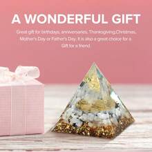 Orgone Pyramid For Positive Energy, Orgonite Healing Crystal Pyramids For Reduce Stress Chakra Reiki Healing Meditation Attracts Lucky And Success - Đá mặt trăng & pha lê trắng - Xem 6