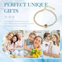 Customized Photo Projection Bracelet With Cubic Zirconia Tennis Chain, Personalized Picture Projection Bracelet Gift For Valentine's Day - Multicolor - View 6
