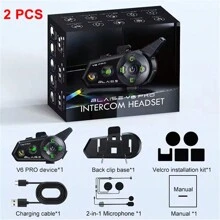 BLAISE V6 PRO Motorcycle Intercom Helmet Bluetooth Headsets,Handsfree Communicator Up To 6 Riders Interphone With Music Sharing - 2 PCS - View 8