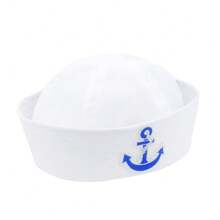 Sombrero de marinero blanco, gorra de capitán de marinero para hombres, mujeres, niñas, niños, bebés, accesorios de disfraz. Conjunto de sombrero y bufanda de marinero para mujeres y hombres, atuendo de marina azul con sombrero de marinero blanco, bufanda de marinero para disfraz de Halloween - Multicolor - Ver 8