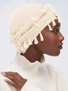 1pc Unisex Retro Tasseled Headband, Twisted Turban, Braided Beanie Halloween
