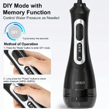 Seago 无绳便携式口腔冲洗器，5 种模式（含 DIY 模式），水牙线牙签（含 5 个喷嘴头）收纳袋，适合居家旅行，日常牙齿护理礼物，电池容量：1500mAH，优质水牙线，高品质水牙线，最佳礼物，奢华毕业礼物，结婚礼物，母亲节礼物，父亲节礼物 - 黑色 - 查看 4