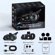 BLAISE V6 PRO Motorcycle Intercom Helmet Bluetooth Headsets,Handsfree Communicator Up To 6 Riders Interphone With Music Sharing - 2 PCS - View 7