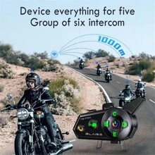 BLAISE V6 PRO Motorcycle Intercom Helmet Bluetooth Headsets,Handsfree Communicator Up To 6 Riders Interphone With Music Sharing - 2 PCS - View 2