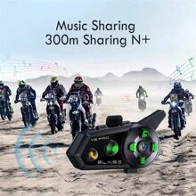 BLAISE V6 PRO Motorcycle Intercom Helmet Bluetooth Headsets,Handsfree Communicator Up To 6 Riders Interphone With Music Sharing - 2 PCS - View 5