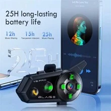 BLAISE V6 PRO Motorcycle Intercom Helmet Bluetooth Headsets,Handsfree Communicator Up To 6 Riders Interphone With Music Sharing - 2 PCS - View 3