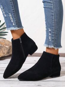 Pull assorti tendance, bottes cheville et boots courtes pour femmes, bottines plates à lacets à talon bas, bottes de mode noir à bout pointu, montant cheville