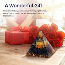 Orgone Pyramid Flower Of Life Crystals And Healing Crystal Pyramid Chakra Reiki Positive Energy Generator - Đá sa thạch Citrine & xanh - Xem 6