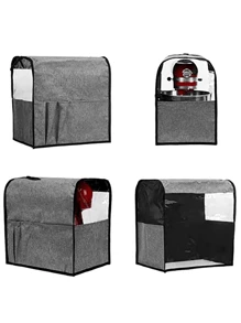 1pc Linen Mixer Cover, Stand Mixer Dust Cover, Waterproof And Dustproof, Easy To Fold And Store, Suitable For Kitchen Dust Collection - Flax Gray - View 4
