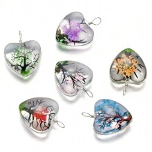 5PCS/Lot Love Tree Of Life Glass Pendant DIY Necklaces Earrings Pendants Pendants Make Jewelry Accessories Valentines - Love Tree Of Life Pendant - View 14