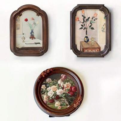 1 件美式复古相框墙壁相框家庭相框仿古树脂照片展示框相架适用于客厅装饰（相纸随机）