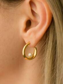 Women's Italian Varnish Semi-Jewelry Earring - 金色 - 查看 3