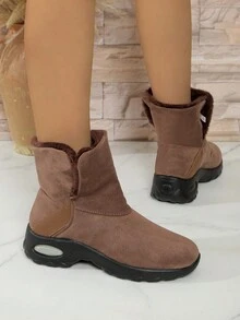 Giày bốt đi tuyết họa tiết da báo thời trang, Giày bốt đế bằng mùa đông thông thường nhẹ và ấm áp - Cà phê nâu - Xem 6