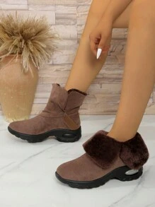 Giày bốt đi tuyết họa tiết da báo thời trang, Giày bốt đế bằng mùa đông thông thường nhẹ và ấm áp - Cà phê nâu - Xem 1