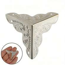 4 Packs Vintage Silvery Horn Flower Corner Protectors For Wooden Boxes - Latex-Free, Antique Finish Hardware