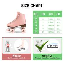 Roller Skates For Women/Youth With Height Adjustable Stoppers Retro Quad Roller Skates For Outdoor And Indoo - Hồng - Xem 3