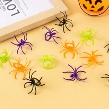 20/40 件迷你塑料蜘蛛环万圣节戒指不给糖就捣蛋蜘蛛纸杯蛋糕装饰万圣节派对装饰恶作剧道具，圣诞节 - 彩色 - 查看 2