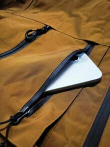 Alpha Camp Men's Zip-Up Color Block Hooded Windproof Casual Outdoor Jacket - Bronze - View 4