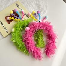 Bandeau fluffy coloré élégant en polyester avec torsade, accessoire de tête de dessin animé mignon pour femmes, pour l'automne/l'hiver, serre-tête, cerceaux à cheveux