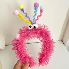 Bandeau fluffy coloré élégant en polyester avec torsade, accessoire de tête de dessin animé mignon pour femmes, pour l'automne/l'hiver, serre-tête, cerceaux à cheveux