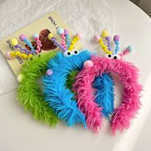 Bandeau fluffy coloré élégant en polyester avec torsade, accessoire de tête de dessin animé mignon pour femmes, pour l'automne/l'hiver, serre-tête, cerceaux à cheveux