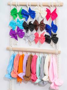 1pc Handmade Woven Hair Accessory Wall Hanging Organizer, Kids Room Decor Love Valentine - Multicolor - View 4