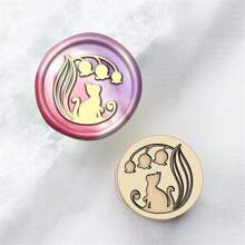 CYFUN DESIGN 1pc Laser Engraved Mini Sealing Wax Stamp With Copper Head, Without Handle - Gold - View 34