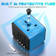 International Travel Adapter Universal Power Adapter Worldwide All In One 4 USB Perfect For European US, EU, UK, AUS,Asia 200+ Countries - Multicolor - View 10