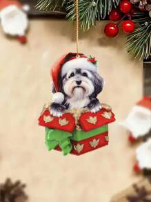 Ornements avec motif de chien de Noël, boîte-cadeau, charms de chiens suspendus, décoration de sapin de Noël, décoration de Noël pour les amateurs d'animaux de compagnie, décoration de Noël Décoration intérieure 2024 Bonne année 2025 Cadeaux, Noël