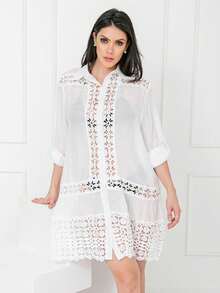 Chaise Beach Cover Up With Button 2024 - trắng - Xem 2