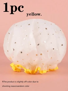 4pcs/1 Shower Cap, Double Layer Hair Cap, Prevent Hair Loss Cap, Bath And Sleep Cap, Hair Drying Cap, Hair Dye Cap, Elastic Hair Tie, Waterproof, Eva Reusable Hat For Women. Suitable For Shower, Hair Salon, Sauna, Kitchen