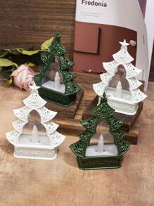1pc Plastic Christmas Tree With Electronic Candle, Home Decor For Christmas, Warm & Cute Christmas Style Crafts Decoration, Flameless LED Candle For Christmas Party,Room Decor Christmas Decor Christmas Light Bedroom Decor Home Decor Party Decor Holiday Festival Christmas Gift Thanksgiving Christmas Tree Decor Ornaments